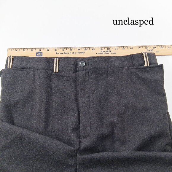 GARY GRAHAM Gray Merino Wool Fold Over Waist Leather Trim Avant Garde Pants 6 - Picture 11 of 16